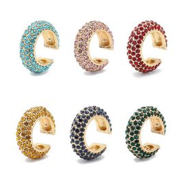 Stud Tren Multicolor CZ crystal ear sleeves suitable for women gold stackable C-shell crystal clip earrings party Jewellery J240513