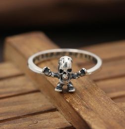 Personalised new 925 sterling silver vintage Jewellery American European handmade designer skull head punk ring for gift5034881