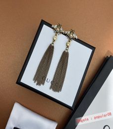 Tassel long insect bee women039s Pearl Earrings Fashion ancient home versatile temperament Diamond Earrings08168490