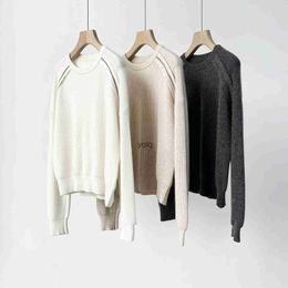 Women's Sweaters cashmere O-ne long sleeve loose beading white beige gray Women 2023 autumn pullovers sweater ZGF3yolq