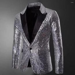 Men's Suits Fashion Men Blazer Event Host Shiny Sequins Suit Jacket Workwear Minimalist