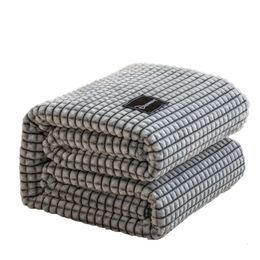 Blanket J Plaid for Beds Coral Fleece Gray Color Plaids SingleQueenKing Flannel Bedspreads Soft Warm Bed 231130
