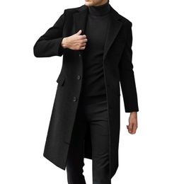 Men's Wool Blends windbreaker coat long lapel collar single breasted Overcoat Long Jacket Cardigan Outwear Trench Coat Formal 231130