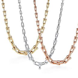 Memnon Jewelry 925 Sterling Silver Chain Necklaces For Women U-shaped Graduated Link Necklace With Rose Gold Color Whole240q