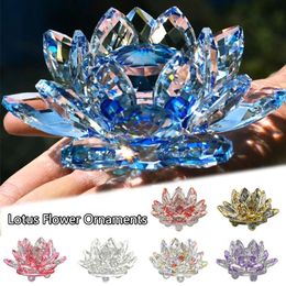Decorative Objects Figurines Crystal Lotus Flower Figurine Home Wedding Decoration Glass Craft Collection Paperweight Table Ornaments Souvenir Gifts 231130