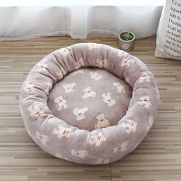 kennels pens Pet Dog Sofa Bed Washable Round Plush Mat For Small Medium Comfortable Fluffy Cushion Mat Winter Warm Dog Cat House Selling 231130