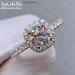 Band Rings Real Moissanite 925 Sterling Silver Ring For Women Square Round 1CT 2CT 3CT Brilliant Diamond Finger Band Wedding Jewellery GiftL231201