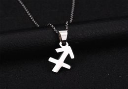 New 12 Constellations Stainless Steel 3 Colors Zodiac Sign Sagittarius Pendant Necklace Name Necklace Birthday Gift Bijoux4797365