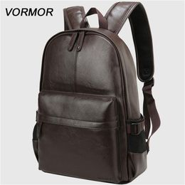 VORMOR Brand waterproof 14 inch laptop backpack men leather backpacks for teenager Men Casual Daypacks mochila male 220329246q