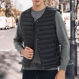 Men's Vests Stylish Men Winter Coat Single-breasted Thermal Slim Fit Firm Stitching Vest