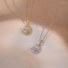 Pendant Necklaces Star Moon Guardian Zircon Necklace Female Daily Luxury Gentle Fairy Clavicle Chainfor Women Girls Fashion Jewellery Gift