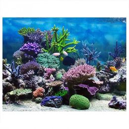 Coral 8 Sizes PVC Adhesive Underwater Coral Aquarium Fish Tank Background Poster Backdrop Wall Lanscaping Ocean Sea Plants Decor Paper 231201