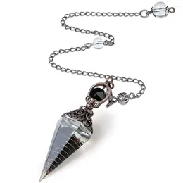 Pendant Necklaces Resin Crystal Pendulums For Dowsing Divination Reiki Healing Point Natural Stone Chip Witchcraft Spiritual Pendulo X146