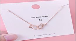 925 Sterling Silver Double Kissing Fish Clavicle Pendant Necklaces Mori Light Luxury Female Wearing Necklace Choker9046265