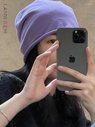 Berets LANMREM Women Fashion Versatile Hat Solid Colour Outdoor Hats Korean Style 2024 Spring 24192