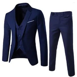 Men's Suits 2 Piece Groom Suit Formal Blazer Pants Set Solid Color Single-breasted Male Korean Style Jacket Zipper Trousers Men