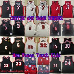 Custom S-6XL Throwback 2011-12 Basketball 3 DwyaneWade Jersey Classic Vintage 6James 33 AlonzoMourning 10 TimHardaway 34 RayAllen 22 JimmyButler Jerseys