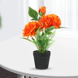 Decorative Flowers Artificial Potted Plant Fake Faux Bonsai Desktop Peony In Pot Decor