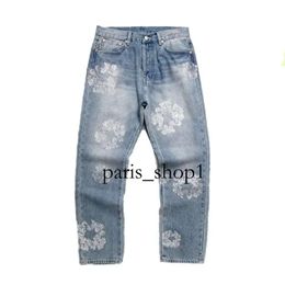 Jeans for Women Chromese Jeanbaggy Jeans Men Wreath Black Wide Leg Beading Zipper Fly Purple Classic Trousers Purple Jeans Denim Shorts 652