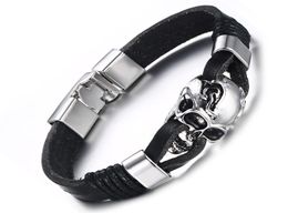 Mens Charm Genuine Leather Skull Multicolor Cuff Bracelet Fashion Jewellery Nightclub Party Male Skeleton Bangle Bracelets6352848