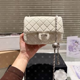 Women CF Bag Luxury Designer Bag Classic Flap Crossbody Bags Fashionable Diamond Pattern Sheepskin Leather Single Shoulder Bag Small Silver Ball Handbag 20cm 17cm