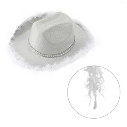 Berets Western Cowboy Hat Cowgirl And Feather Boa For Women Wedding Carnival Rave Party Costume Accessories