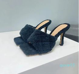 Slippers Rabbit Hair Slippers Women Fashion Walk Show Mules Shoes Female Candy Fur Outdoors Comfort Leisure Slides Woman