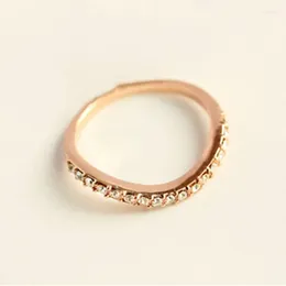 Cluster Rings Fashion Wavy Ring Crystal Finger Women Shiny Gold Color Single Row Lines Jewelry Accessories Wholesale