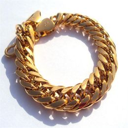 MEN'S 24KT REAL YELLOW GOLD HGE 9 INCH HEAVY LUXURIOUS HYPOTENUSE NUGGET BRACELET Jewellery S DHAMPION International Design2060