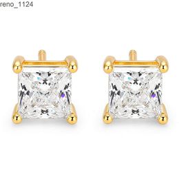 Gemnel 925 sliver 18ct gold moissanite diamond hypoallergenic minimalist cut square mens stud earrings
