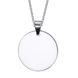 Personalised Engraved Round Stainless Steel Pendant Blanks Dog Tag Includes Necklace2381