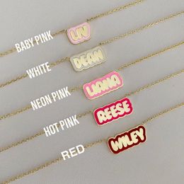 Pendant Necklaces Personalised Bubble Name Necklace Custom Crystal Letter Nameplate Pave Outline With Cubic Zirconia JewelryGift 230828