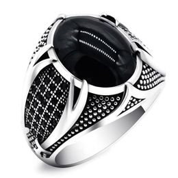 Wedding Rings Retro Handmade Islamic Ring For Men Vintage Turkish Double Swords Black CZ Stone Punk 2021 Trendy Religious Muslim J301U