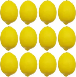 Party Decoration 12PCS 3.7" X 2.5" Big Size Faux Plastic Fake Yellow Lemons For Table Cabinet Decor Pography Prop