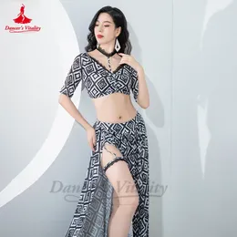 Stage Wear Belly Dance Practise Suit For Women 2023 Mesh Printed Sexy Lace Adult Oriental Dancing Outfit