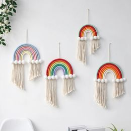 Tapestries Rainbow Macrame Tapestry Cute Kawaii Room Decor Nursery Living Room Decoration Kids Girls Room Decor Christmas Ornaments Gift 231201