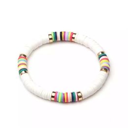 Handmade Jewelry Whole 6mm Soft Pottery Spacer Bracelet Beach Mixed Color Elastic Rope Sliced Soft Pottery Bracelet294b