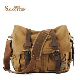 Messenger Bags Men''s Casual Vintage Canvas Leather Cotton Rucksack Mountaineering Bag School Shoulder 231130