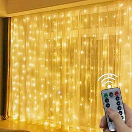 Christmas Decorations LED Curtain Garland Fairy Lights Festoon with Remote Year Decoration Party wedding decoration 231130