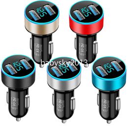 3.1A Metal Alloy Dual USB Car Charger Portable Auto Power Adapters USb Chargers For Iphone 13 14 15 Plus Pro max Samsung S22 S23 S24 htc Huawei Android B1