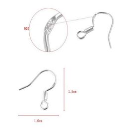 Sterling 925 Silver Earring Findings Fishwire Hooks Ear Wire Hook French HOOKS Jewelry DIY 15mm fish Hook Mark 925222B