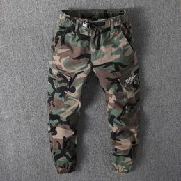 Cargo Pants Men Joggers Overalls Slim Cotton Camouflage Elastic Waist Military Army Style Streetwear Casual S Trousers