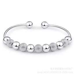 925 sterling silver items Jewellery petty polished beads charm bracelets bangle chinese lucky blessing open design269P