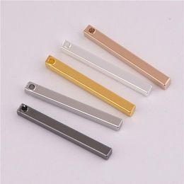 whole 2 5 25mm 50pcs Copper Material Silver gold Blank bar charm Simple Bar charm Long Strip for necklace Pendant for DIY281V