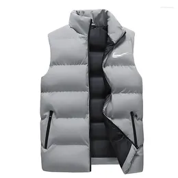 Men's Vests 2023 Jacket Sleeveless Zipper Down Tank Top Autumn And Winter Warm Standing Collar Large