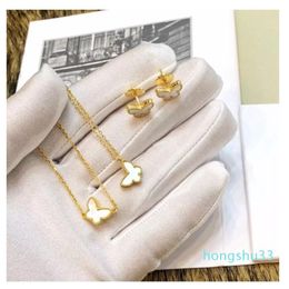 925 Sterling Silver Jewellery For Women Mother of Pearl Butterfly Wedding Jewellery Set mini Earrings Necklace Bracelet ring265J