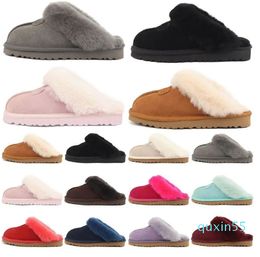 Winter Slippers Slides Sandals Designer Fur Men Women Sliders Slip-On Flip Flops Chestnut Black Pink Grey Keep Warm Thick Bottom Slipper Sandal Scuffs