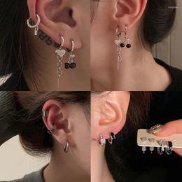 Hoop Earrings Design Silver Black Color Set For Women Men Metal Small Huggie Punk Earings Piercing Jewelry