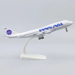 Aircraft Modle Metal Model 20cm 1 400 Pan American B747 Replica Alloy Material With Landing Gear Ornaments Children's Toys Gifts 231201