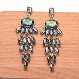 Dangle Earrings Wholesale Hanging Metal Long Colourful Crystals Drop Fine Rhinestone Jewellery Accessories For Women